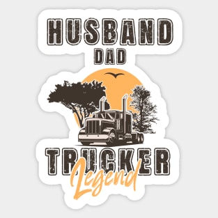 Retro long haul truck, Husband dad trucker  legend Sticker